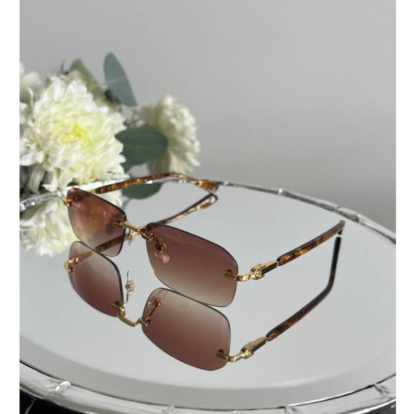 NEW Gucci GG1221S 004 Rimless Monogram Logo Lens Sunglasses - Picture 2 of 10